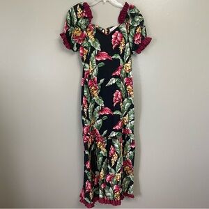 Vintage CC Fashions Hawaiian Dress floral Luau made in Hawaii